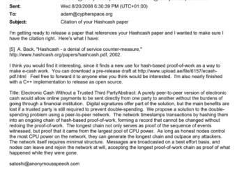 Read Adam Back's Complete Emails with Bitcoin Creator Satoshi Nakamoto