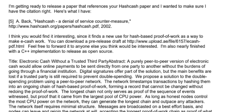 Read Adam Back's Complete Emails with Bitcoin Creator Satoshi Nakamoto