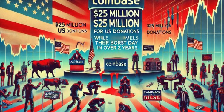 Coinbase Unveils $25M For Political Donations As Stocks Suffer Worst Day In Over Two Years