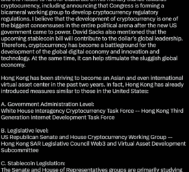Hong Kong Leaders Are In favour Of Strategic Investments In Bitcoin Post US Crypto Czar Press Conference