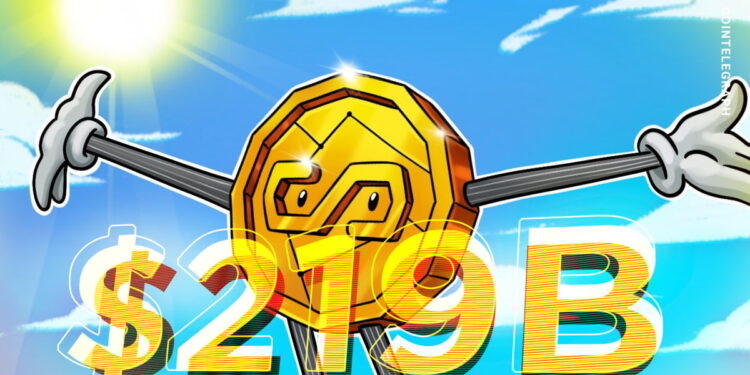 Rising $219B stablecoin supply signals mid-bull cycle, not market top