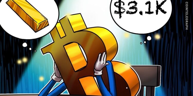 Bitcoin price rally stalls as gold nears record $3.1K