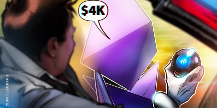Ethereum price chart targets $4K as transaction fees hit 3-month high