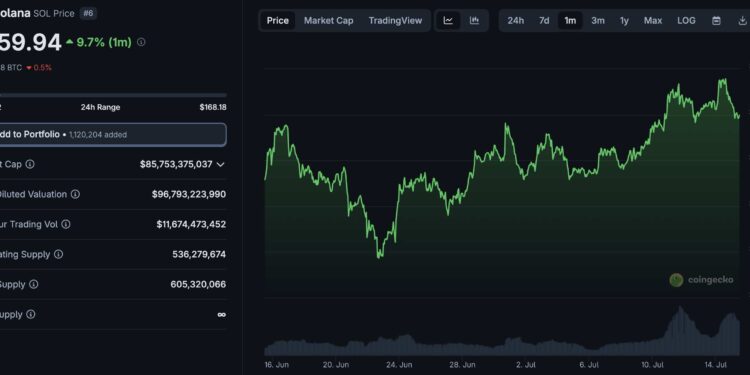 Solana Target Price Of $200 In July Wavering As SOL Drops 4% Overnight