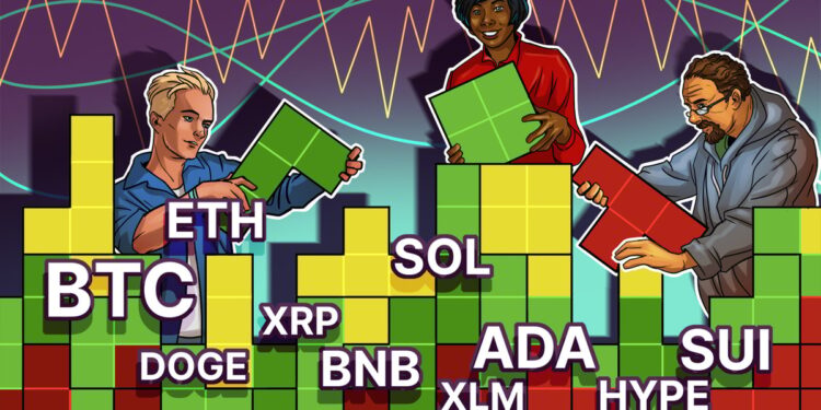 Price predictions 8/8: BTC, ETH, XRP, BNB, SOL, DOGE, ADA, HYPE, XLM, SUI