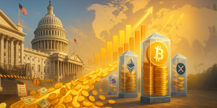 US shutdown and weak jobs data drive record $6B crypto inflows