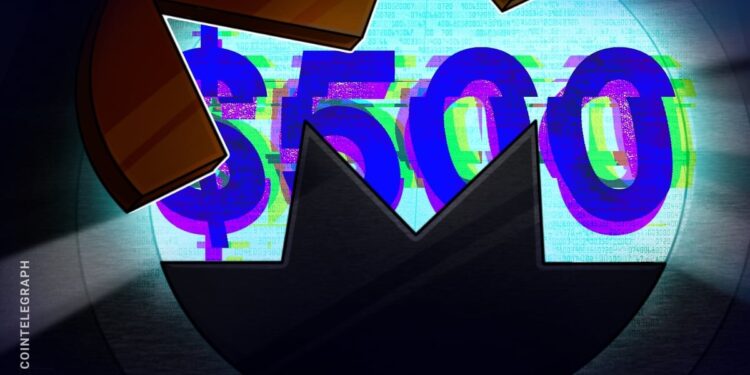 XMR Price Reaches $500 for the First Time Since 2021 After Zcash Falls