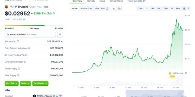What Is Punch Crypto? Solana Meme Coin Surges 80,000% Since Recent Launch