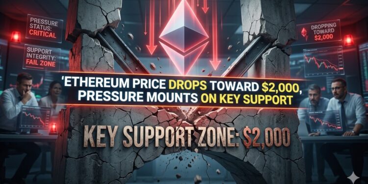 Ethereum Price Drops Toward $2,000, Pressure Mounts on Key Support