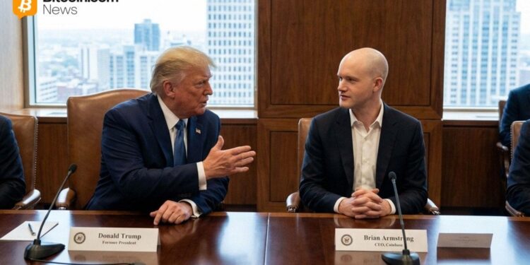Trump Meets Coinbase CEO, Blames Banks for Stalling Crypto Bill
