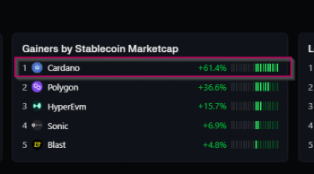 Cardano Takes The Lead As Stablecoin Market Valuation Rises 61%