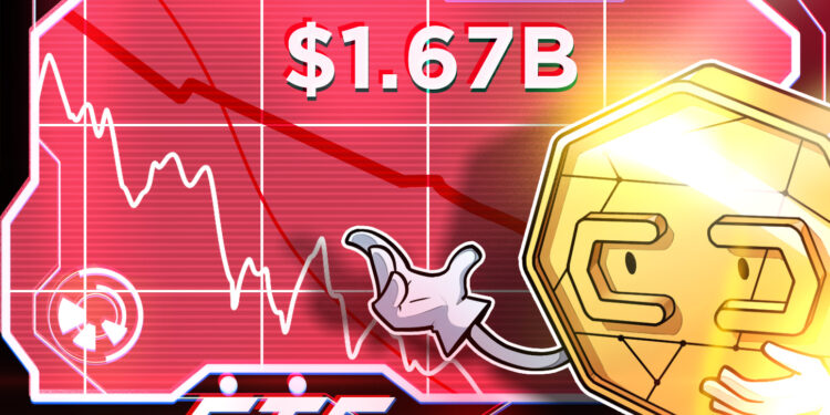 Crypto Funds Extend Sell-Off With $1.67B Weekly Outflows