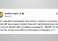 Michael Saylor Declares Bitcoin Has ‘No Spam Problem’ as BIP-110 Debate Escalates