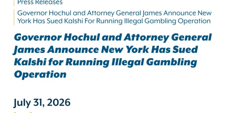 NY Sues Kalshi, Demanding $100K Fine Per Illegal Bet