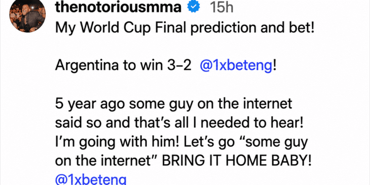 Former UFC Champion Conor McGregor Risks $100K on Viral 3-2 World Cup Prophecy With a $3.6M Payday