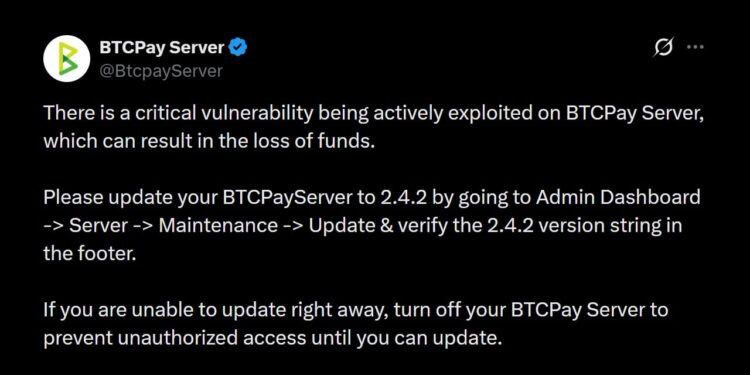 Bitcoin Lightning Nodes Hit as BTCPay Signals Emergency 2.4.2 Fix