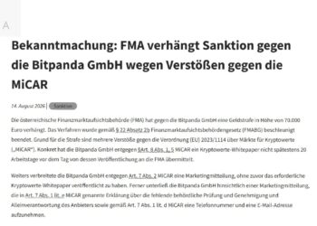 Austria Fines Bitpanda 70,000 Euros in First MiCA Crypto Penalty
