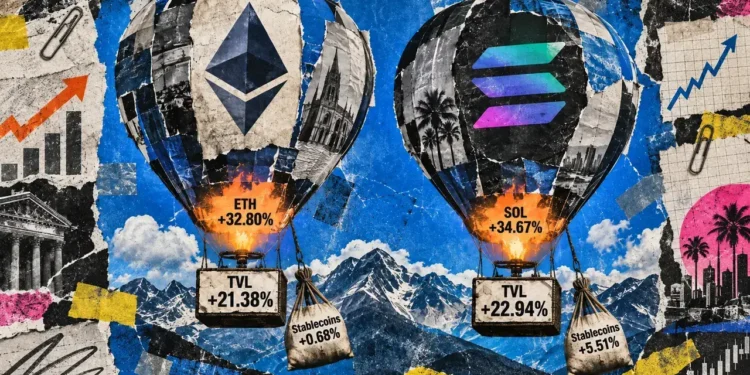 Ethereum and Solana DeFi TVL: prices or fresh capital?