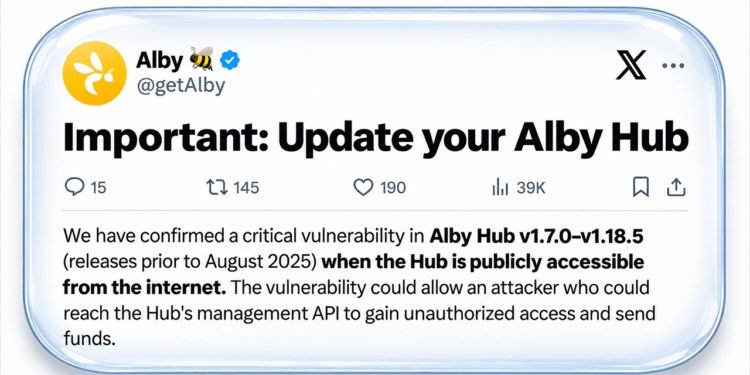Alby Reveals Critical Hub Vulnerability