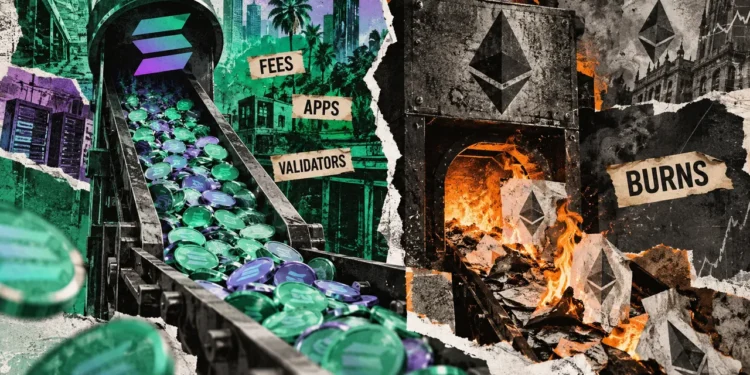 Solana flips Ethereum in fees, while ETH holds the burn lead