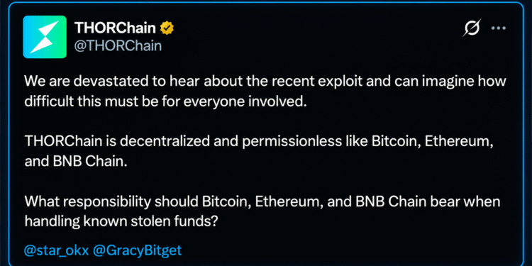 Thorchain Faces Heat as Bitget Hack Revives Bybit Controversy – Bitcoin News