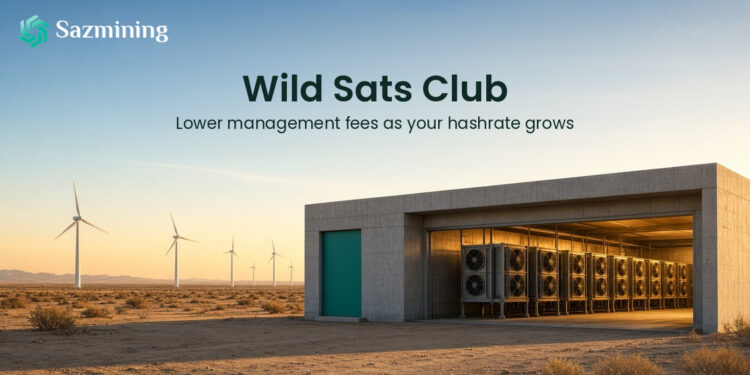 Sazmining Launches The Wild Sats Club, A Loyalty Program That Discounts Mining Management Fees As Customer Hashrate Grows