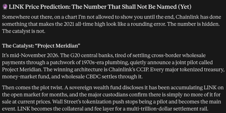 Claude AI Predicts an Insane LINK Price With Hypothetical ‘Project Meridian’