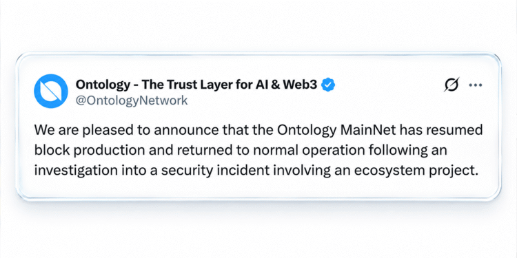 Ontology Halts L1 Blockchain for 41 Hours Over an Unknown Threat